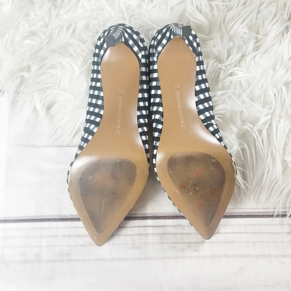 Banana Republic Women's‎ Fabric Gingham Pumps in Black Size 7.5